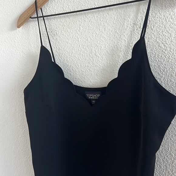 TopShop Black Scalloped Cami Tank Contemporary Preppy US 6 - Picture 3 of 4